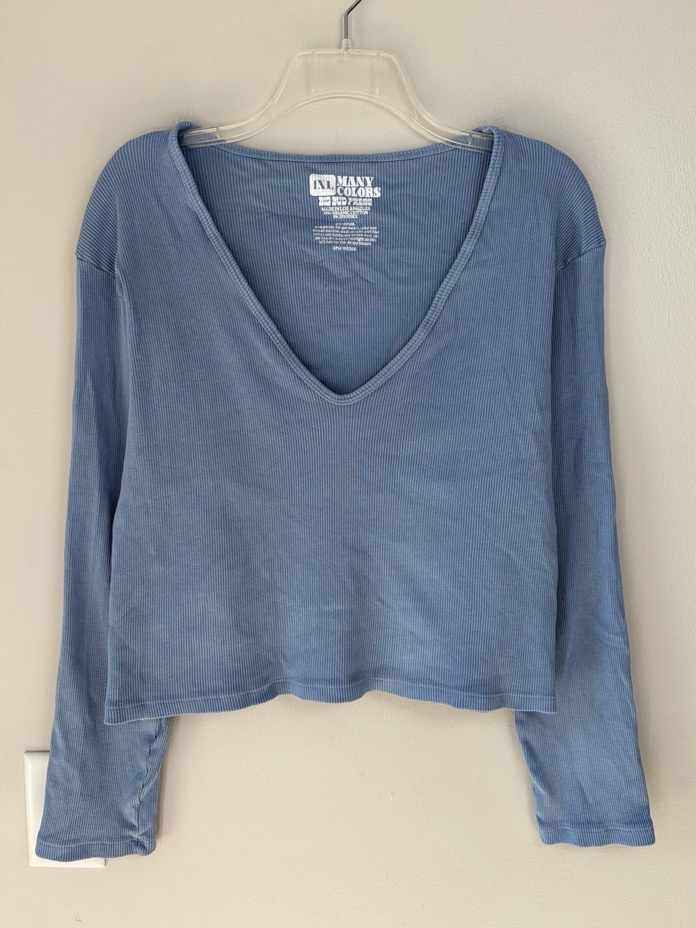 Big Bud Press Many Colors Light Blue Organic Cotton Ribbed Long Sleeve Top 1XL
